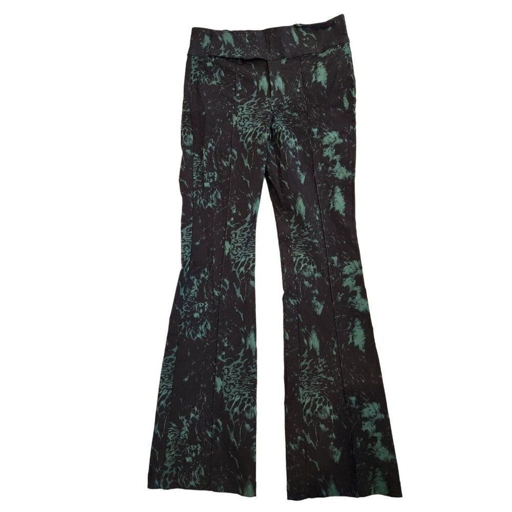Urban Outfitters Low Rise Slim Leg Toni Flare Retro Green Black Pants Size 8